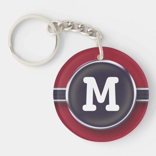 Monogram Typewriter Button Key Ring (Front)