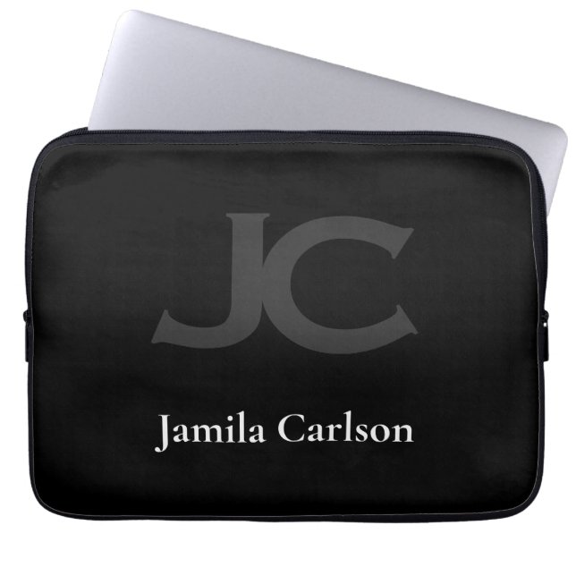 monogram typography minimal laptop sleeve (Front)