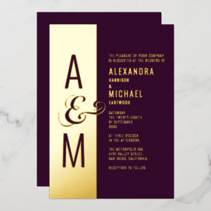 Monogram Typography Modern Burgundy Wedding