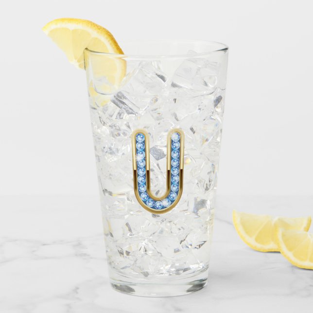 Monogram U - 16 oz Glass  (Front Ice)