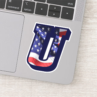 Monogram U American Flag Letter U Initial USA