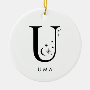 Monogram U Celestial Name  Ceramic Tree Decoration