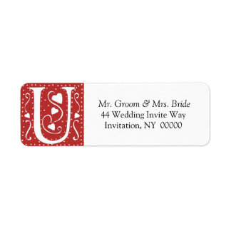 Monogram U Hearts Red White Wedding Colours Return