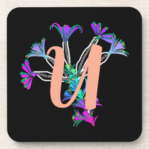 Monogram U Initial  Beverage Coaster