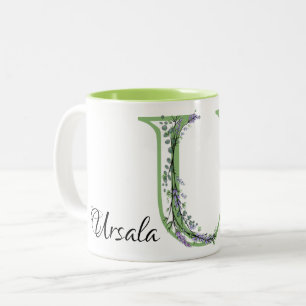 Monogram U Lavender Eucalyptus Two-Tone Coffee Mug