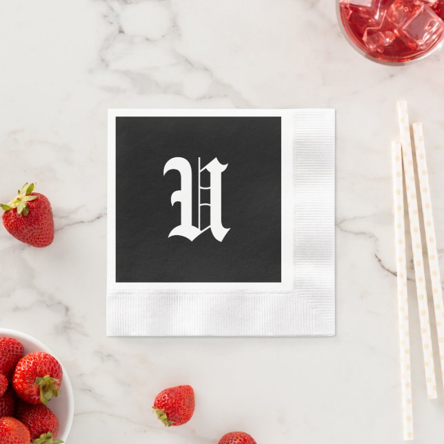 Monogram U, old English font, Napkin (Insitu)