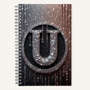 Monogram U With Glitter Drips Notebook