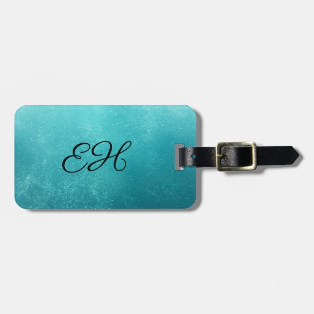 Monogram Underwater Blue Acrylic Luggage Tag (Front Horizontal)