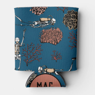 Monogram Underwater Skeleton Scuba Divers & Coral Can Cooler