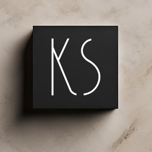 Monogram Unique Minimal Typography Black Paper Square Business Card