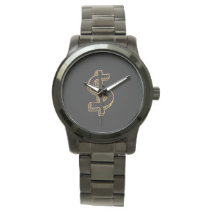 Monogram Unisex Dollar Sign Oversized Black Watch
