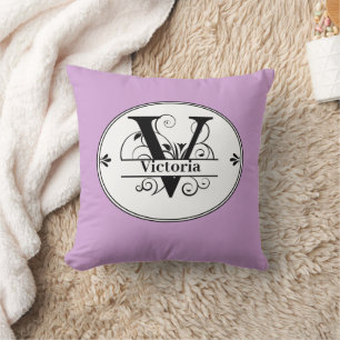 Monogram V and name Violet Cushion