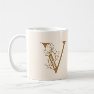 Monogram "V" Coffee Mug with Custom Name
