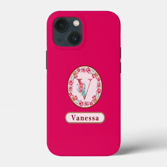 Monogram V Floral Custom Case-Mate iPhone Case (Back)