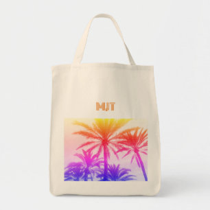 MONOGRAM vacation sunset Tote Bag RETRO PALM TREES