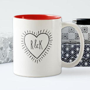 Monogram Valentines Day Heart Coffee Mug