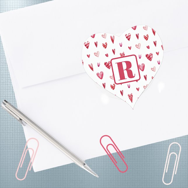 Monogram Valentines Day Sweets 1.5in Heart Sticker (Creator Uploaded)