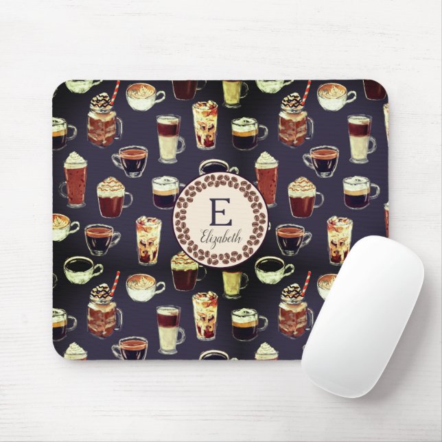 Monogram Venti Coffee Lover Fall Dark Purple Mouse Mat (With Mouse)