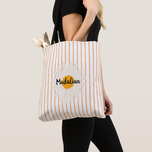 Monogram Very cute pastel stripped background Tote Bag (Close Up)