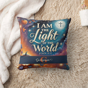 Monogram Vibrant Christian Halloween Bible Verse Cushion
