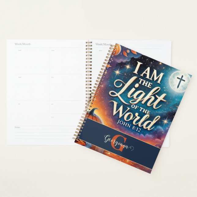 Monogram Vibrant Christian Halloween Bible Verse Planner (Display)