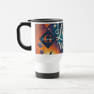Monogram Vibrant Christian Halloween Bible Verse Travel Mug