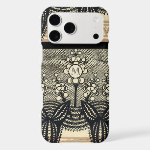 Monogram Vintage Art Nouveau Floral Pattern iphone
