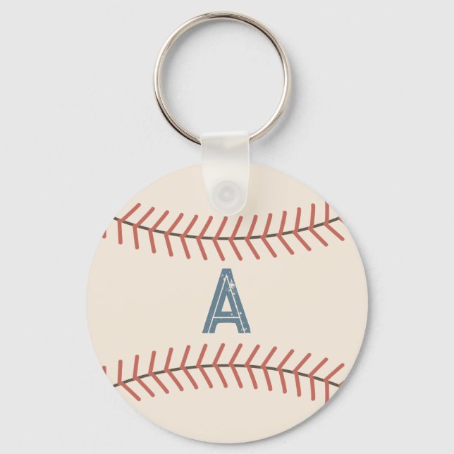 Monogram Vintage Baseball Keychain Gift (Front)