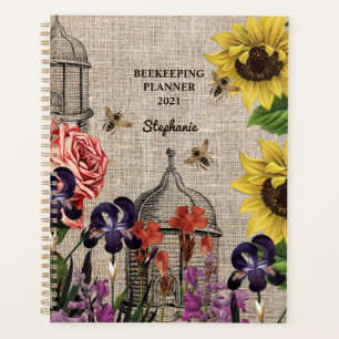 Monogram Vintage Beehive Floral Beekeeping Planner
