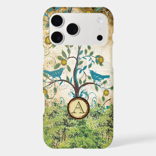 Monogram Vintage Bird Cute Swirly Tree iPhone