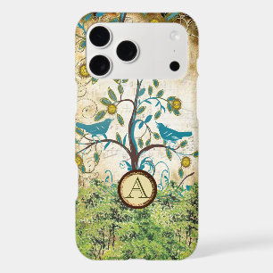 Monogram Vintage Bird Cute Swirly Tree iPhone
