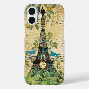 Monogram Vintage Bird Effiel Tower  iPhone 16 Plus Case