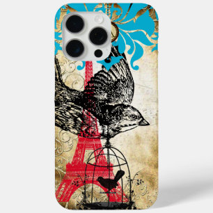 Monogram Vintage Bird Effiel Tower Damask iPhone 15 Pro Max Case