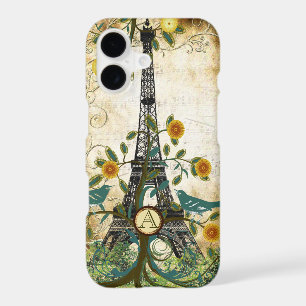Monogram Vintage Bird Effiel Tower iPhone Case