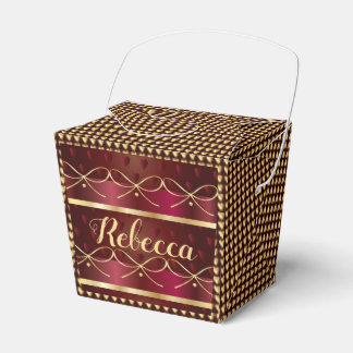 Monogram Vintage Burgundy Color Decor Luxury Gold Favour Box