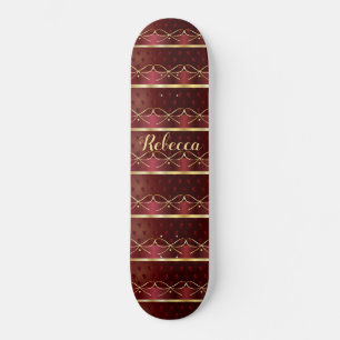 Monogram Vintage Burgundy Color Decor Luxury Gold Skateboard