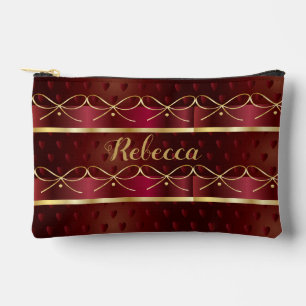 Monogram Vintage Burgundy Colour Luxury Gold Decor Accessory Pouch