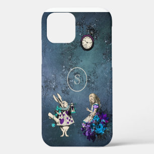 Monogram Vintage Dark Blue Alice in Wonderland iPhone 12 Case