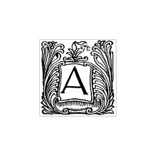 Monogram Vintage decorative  initial Letter A Rubber Stamp
