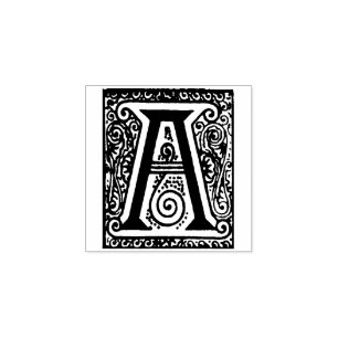 Monogram Vintage decorative  Letter A Rubber Stamp