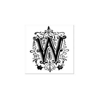 Monogram Vintage decorative Letter W Rubber Stamp