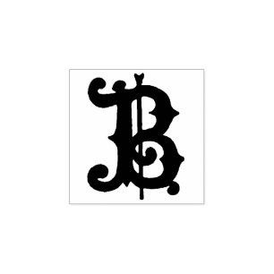 Monogram Vintage decorative  Mediaeval Letter B Rubber Stamp