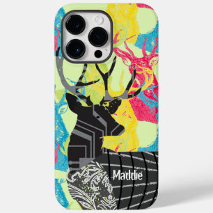 Monogram Vintage Deer Art Nouveau Forest iphone Case-Mate iPhone 14 Pro Max Case