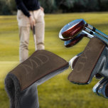Monogram vintage elegant brown leather look golf head cover<br><div class="desc">Distressed vintage brown leather looking golf accessories for him.           Personalise it with name initials!         It can make a great gift for dad,  grandpa,  husband,  or best friend on birthday,  Father's Day,  Christmas,  retirement or any other special occasion.</div>