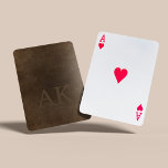 Monogram vintage elegant brown leather look playing cards<br><div class="desc">Distressed vintage brown leather looking playing cards for him.           Personalise it with name initials         It can make a great gift for dad,  grandpa,  husband,  or best friend on birthday,  Father's Day,  Christmas,  retirement or any other special occasion.</div>