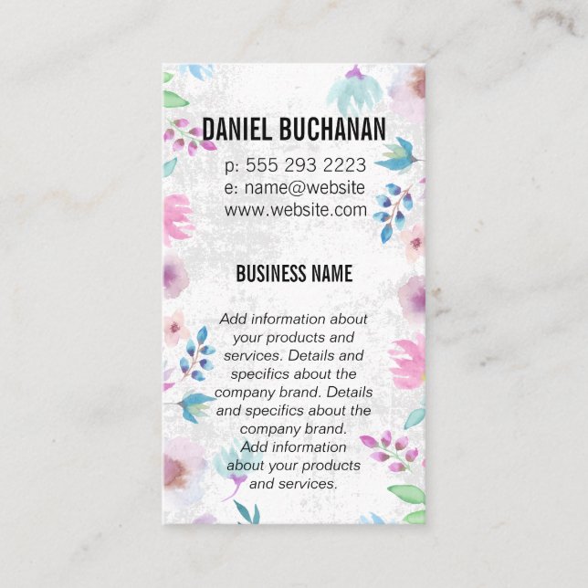 Monogram Vintage | Floral Background Business Card (Front)