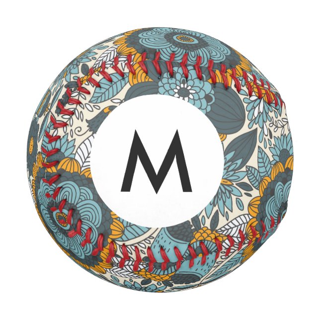 Monogram Vintage floral pattern Baseball (Front Left)
