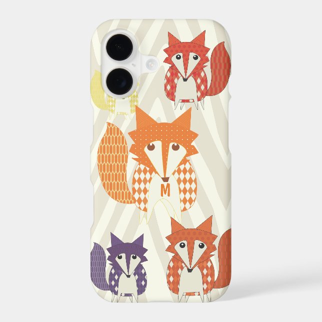 Monogram Vintage Fox Art Red Retro  (Back)