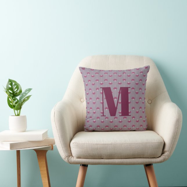 Monogram Vintage Hand Drawn Dandelion Pattern Cushion (Chair)