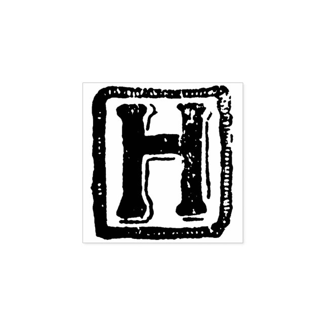 Monogram Vintage   initial Letter H Rubber Stamp (Imprint)